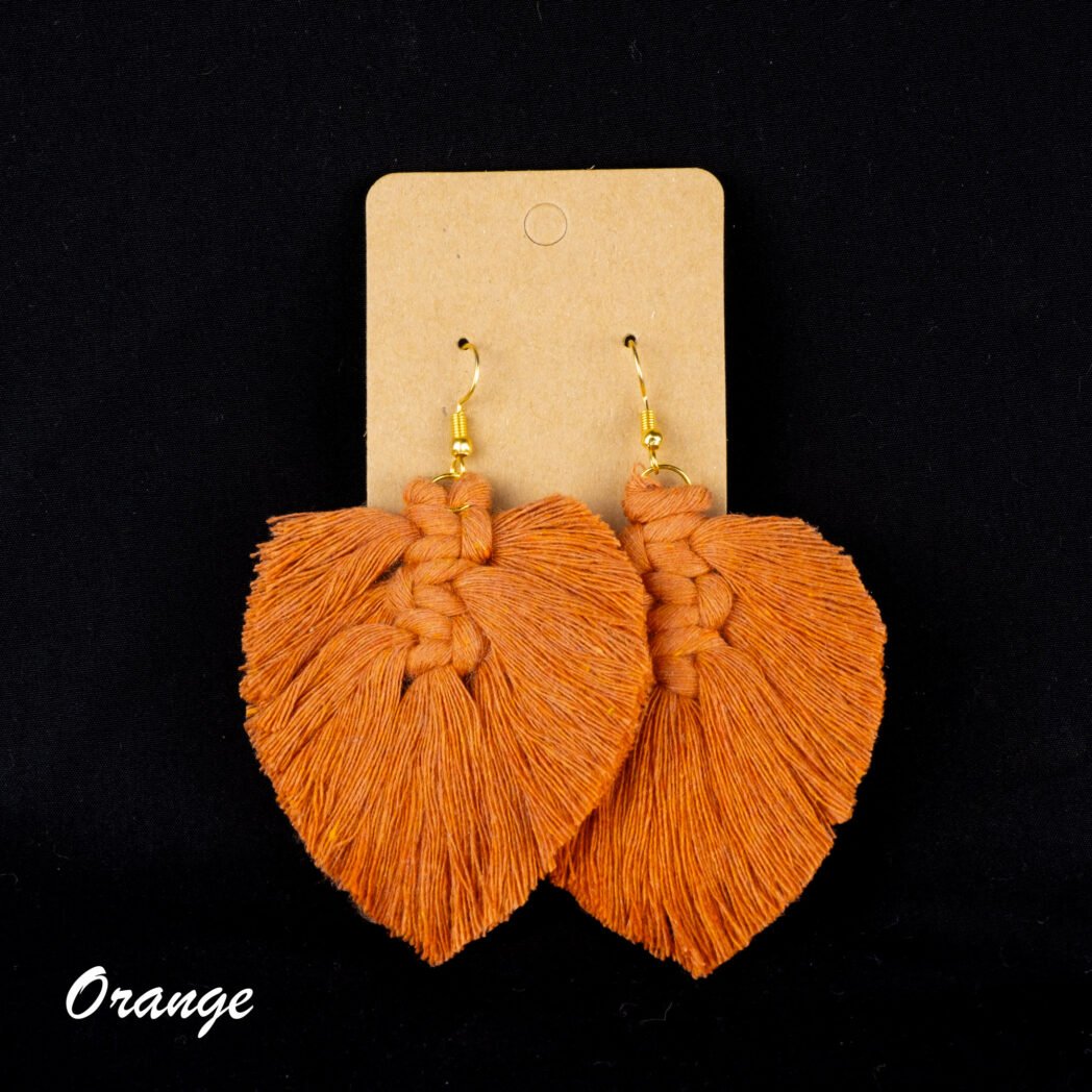 grandes boucles d'oreilles macramé orange