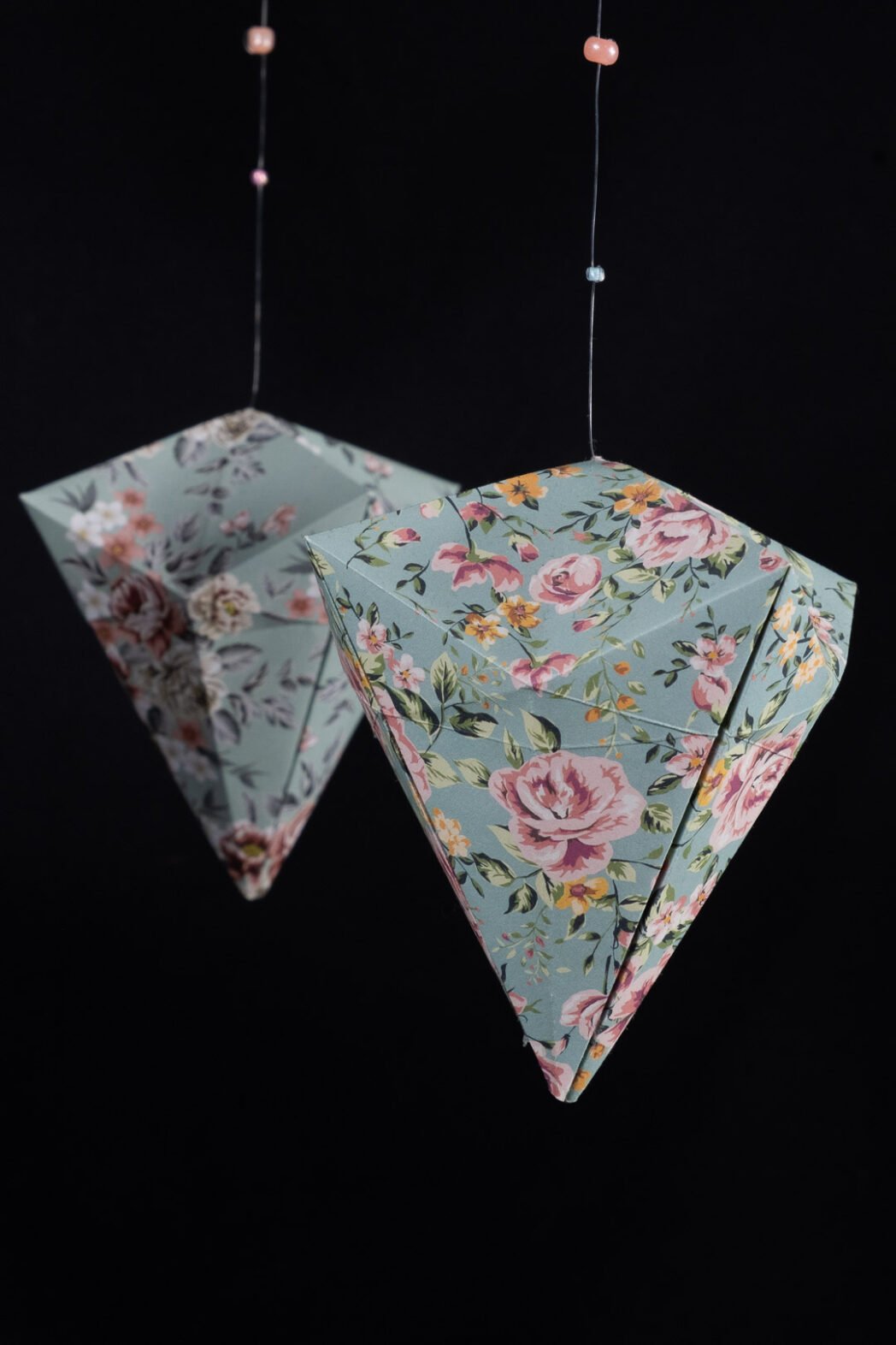 Mobile origami Diamant élégance florale