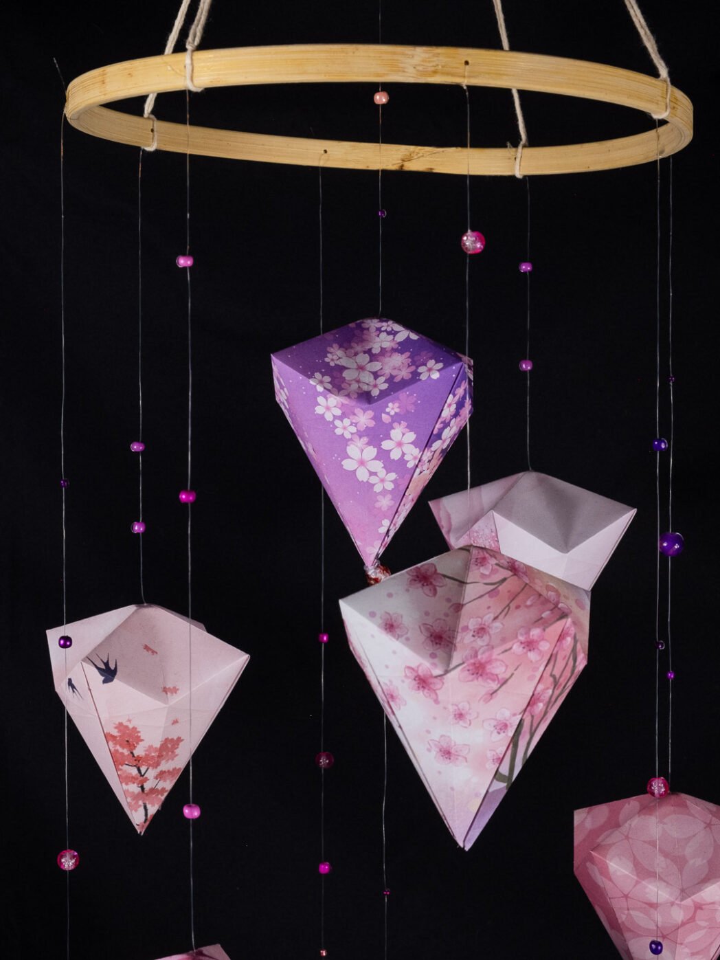 Mobile origami Diamant papier japonais