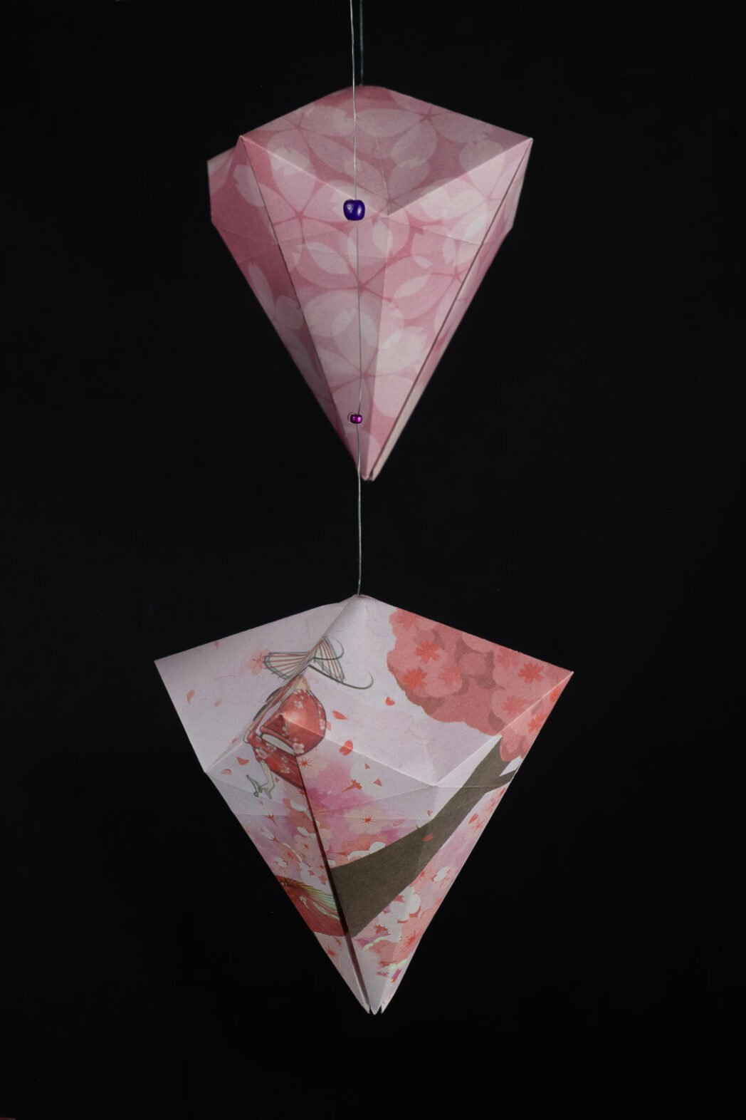 Mobile origami Diamant papier japonais