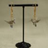 Boucles d'oreilles origami en forme de colibris couleur vert gris