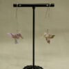 Boucles d'oreilles origami colibris couleur mauve et or