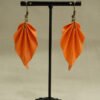 Boucle d'oreilles en origami en forme de feuille, de couleur orange