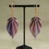 Boucle d'oreilles origami en forme de feuille, de couleur rose et mauve