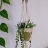Suspension pour plantes en macramé, fil gros diamètre de couleur blanche