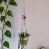 Suspension pour plantes en macramé, fil gros diamètre de couleur blanche